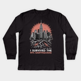 I-survived-the-nyc-earthquake Kids Long Sleeve T-Shirt